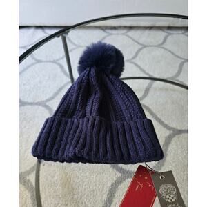 Vince Camuto Blue Knit Pom Pom Hat New
